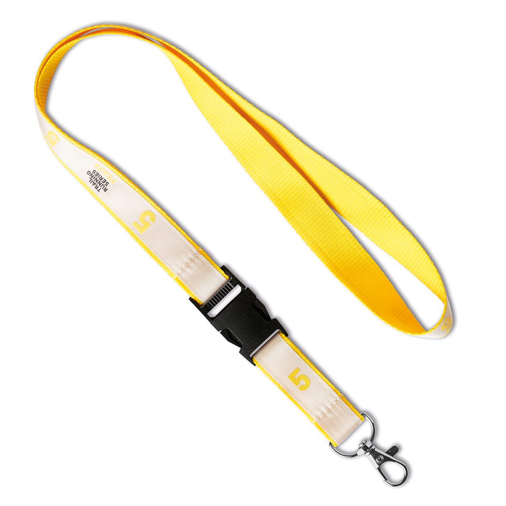 Detachable polyester lanyard with screenprint printed Satin overlay., product image