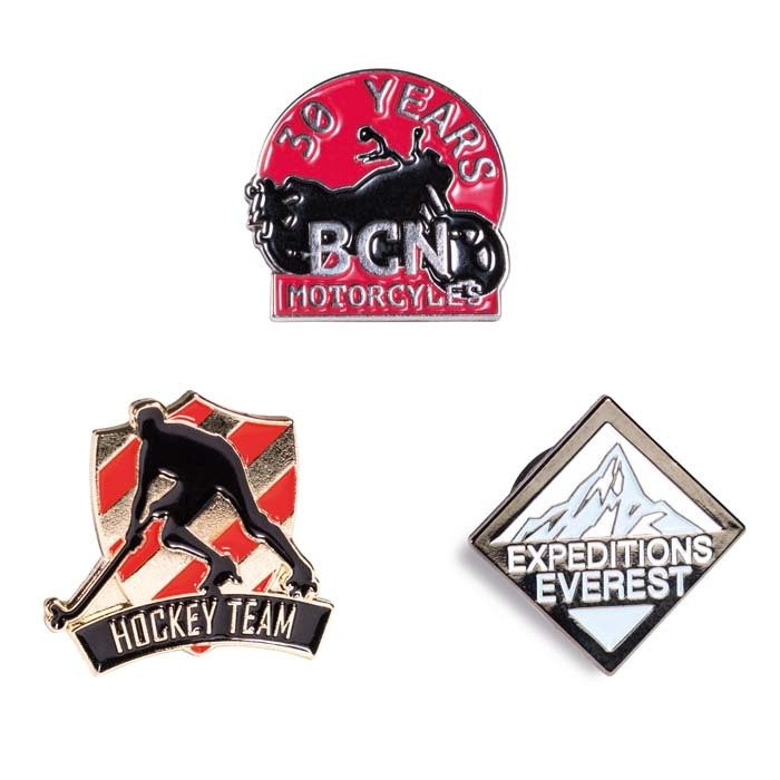 Custom shape iron lapel pin with soft enamel logo design, product image