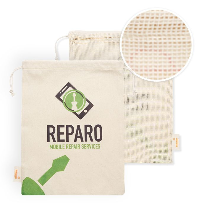 Cotton grocery bag with mesh on 1 side (30x35cm). Food Contact certified., product image