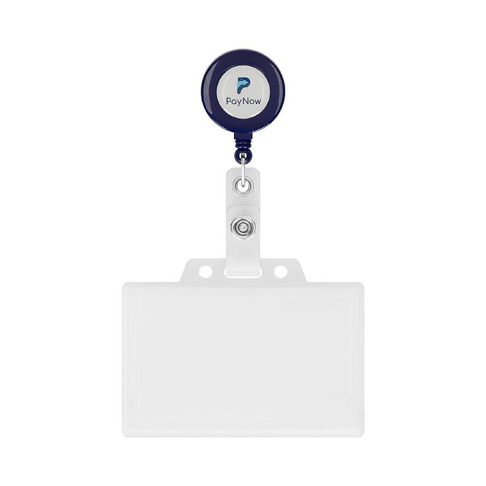 Retractable badge reel in round shape with ⌀2cm logo., product image