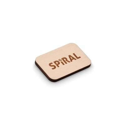 Rectangle shape wooden lapel pin, product image