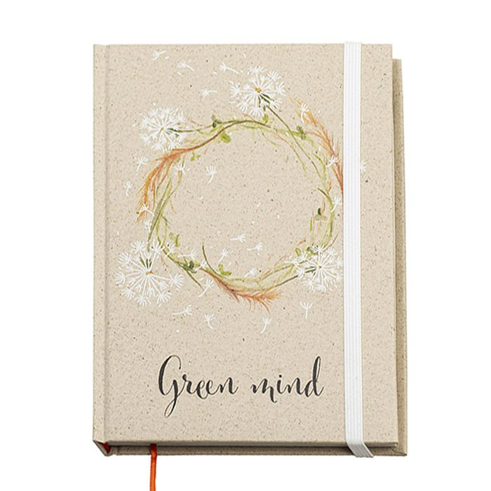 A5 grass paper hard cover notebook with your design printed sheets., product image