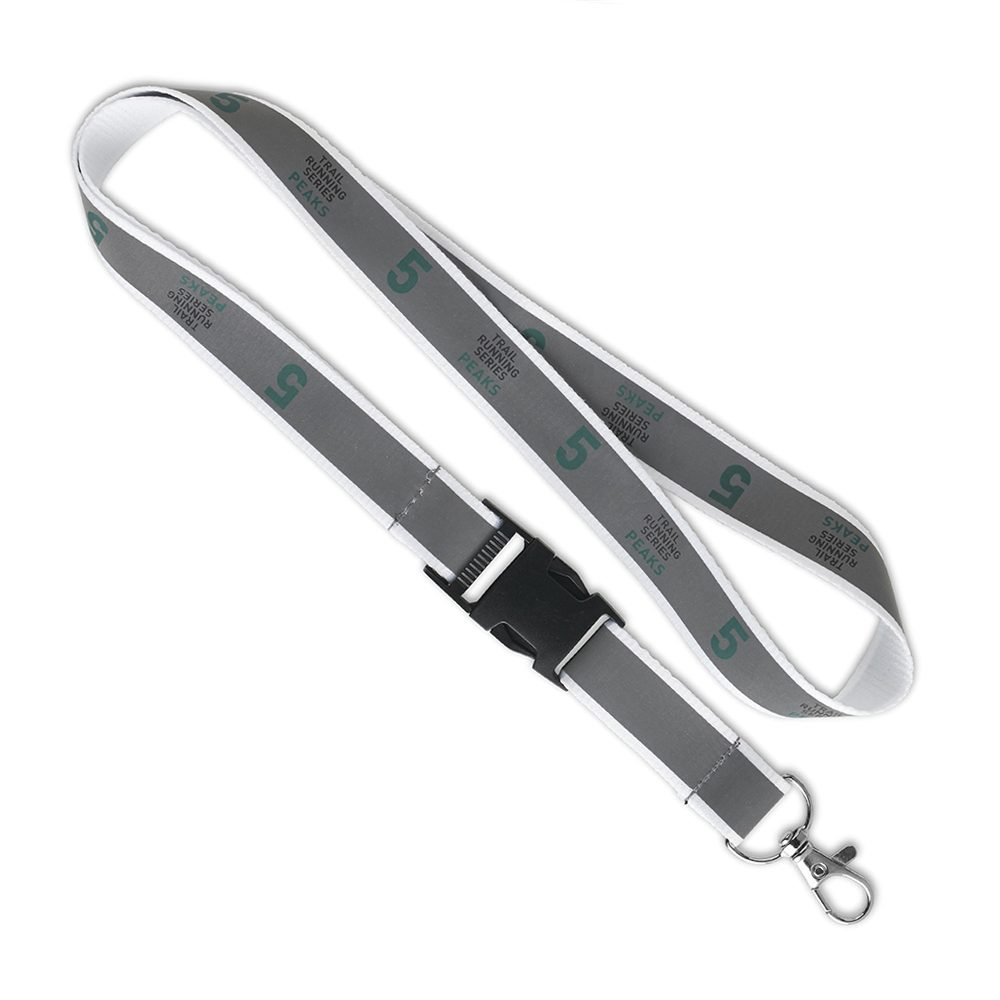 Detachable polyester lanyard with Reflective overlay., product image