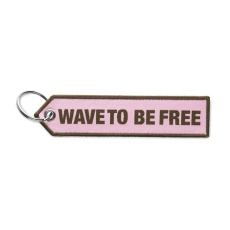 Woven key tag with triangular shaped end