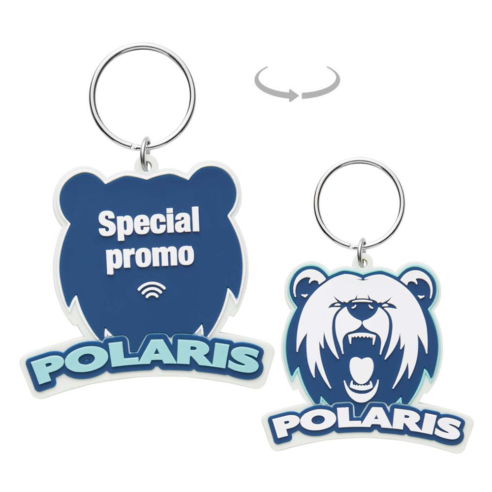 Custom PVC rubber NFC keyring with a double-sided logo design., product image