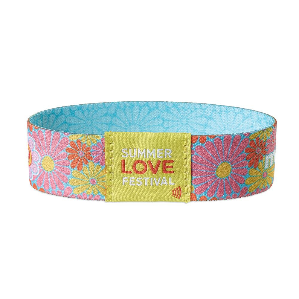Elastic sublimation NFC wristband with woven label, product image