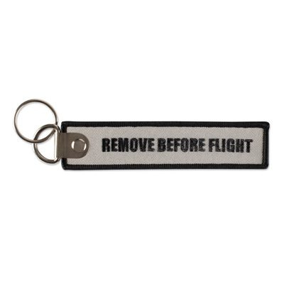 Embroidered key tag with double metal ring, product image