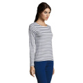 MARINE WOMEN STRIPE T-SHIRT, White/Navy