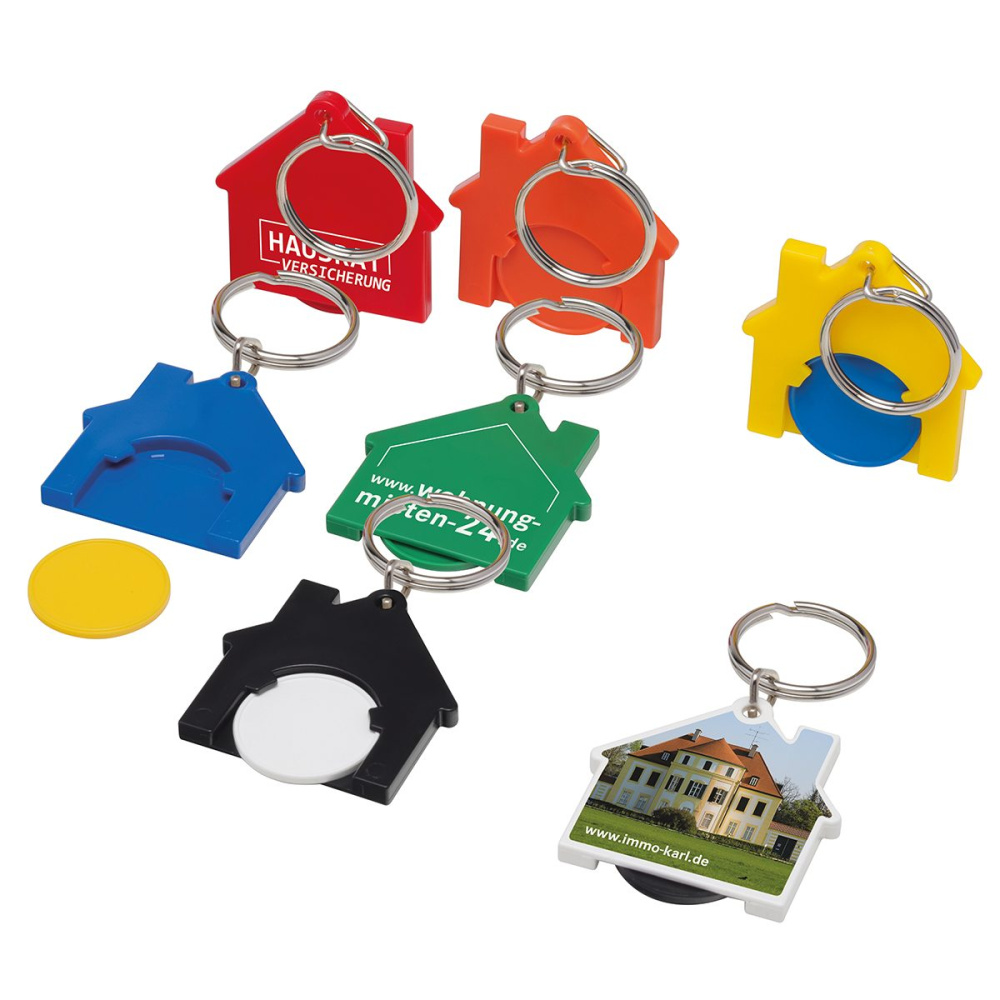 Shopping trolley token holder „house“, green, product image (1)