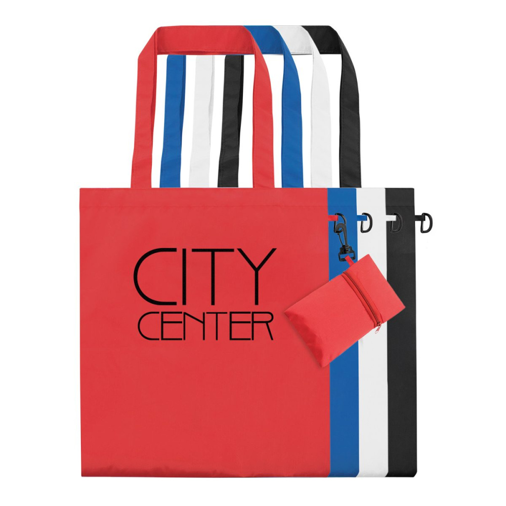 Shopping bag with carabiner 'RPET', black, product image (1)