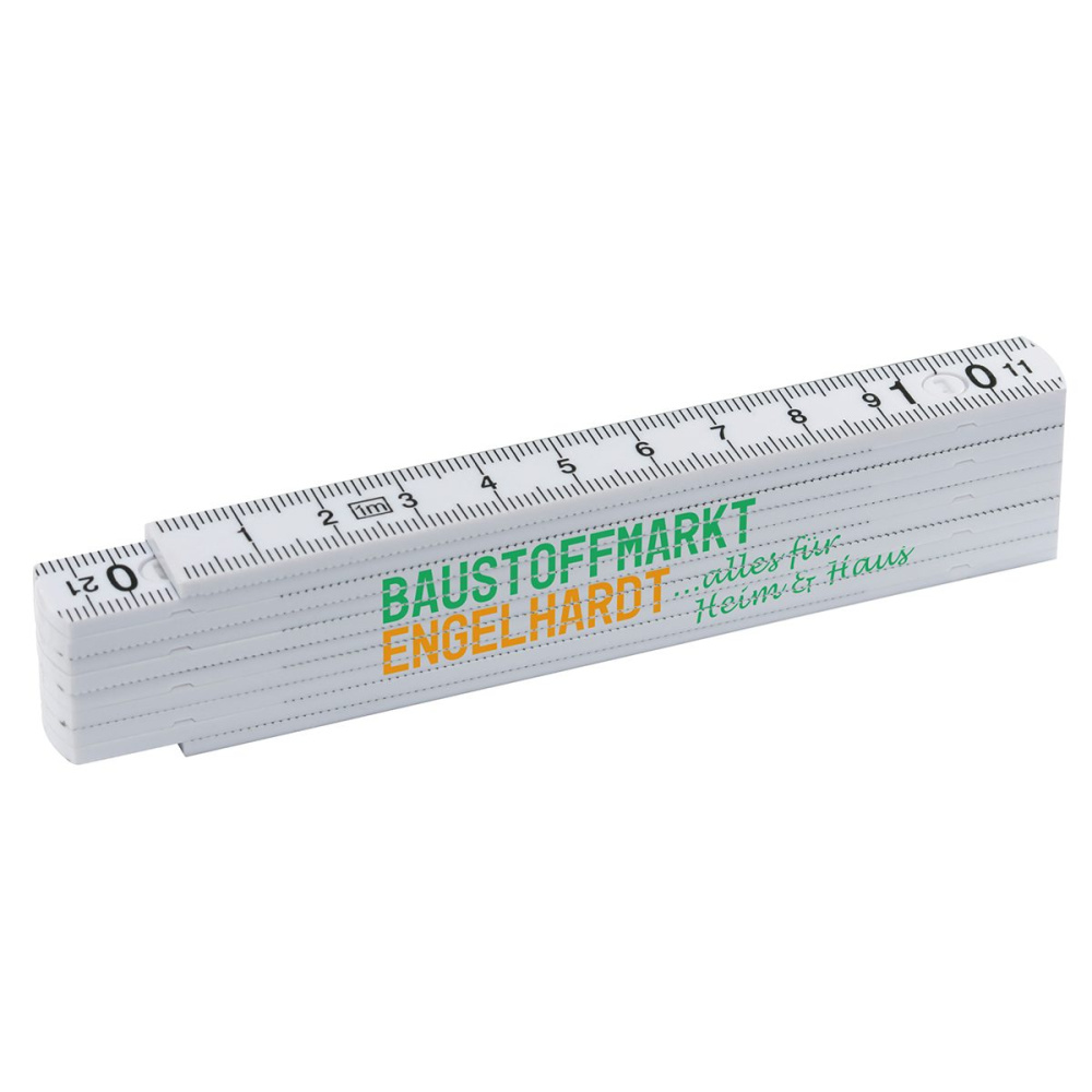 Plastic folding ruler, white, product image (1)