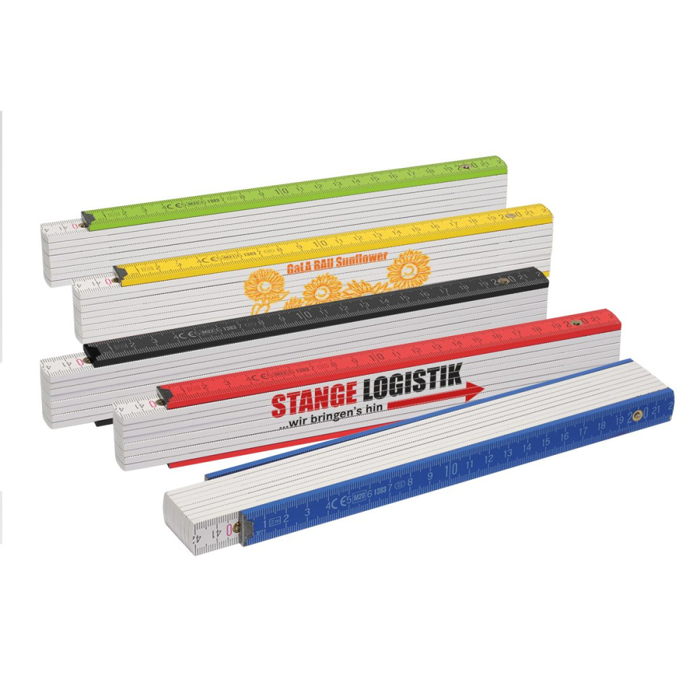 Folding ruler wood "Colour", white, product image (1)
