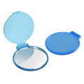 Pocket mirror, round, transparent blue