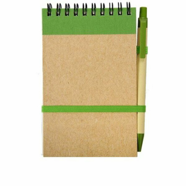 Kraft notepad with ballpen, green/beige, product image (3)