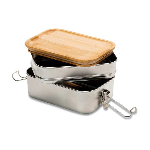 1000 ml Alcora double lunch box, silver, product image (1)