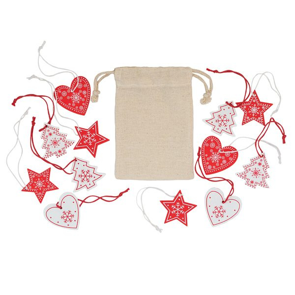 Set of wooden Christmas decorations, beige, product image (1)