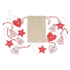 Set of wooden Christmas decorations, beige