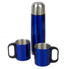 480 ml Picnic vacuum flask & mugs set, blue/silver