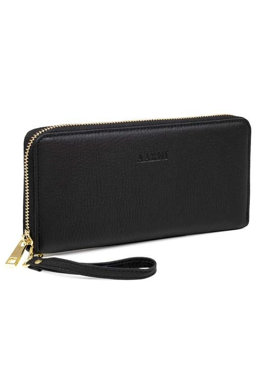 ELK LEATHER CLUTCH WALLET, Black, product image