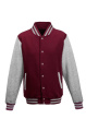 Just Hoods Varsity Sweatshirt, Burgundy - Heather grey