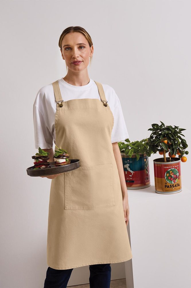 CROSS BACK BARISTA BIB APRON, khaki, product image
