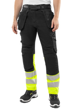 HIGH VIS RAKENTAJAN STRETCH HOUSUT, black/yellow, C44, product image (2)