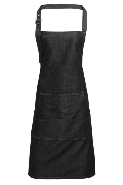 JEANS STITCH DENIM BIB APRON, black, product image (2)