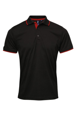 MEN'S CONTRAST TIPPED COOLCHECKER POLO, black/red, 3XL, product image (2)