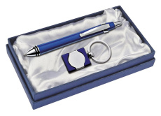 Set ballpoint and keyring - blue