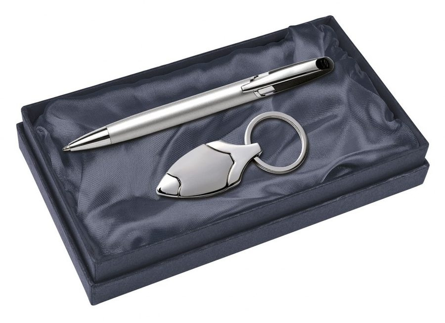 Set ballpoint pen and keyring - matt, product image (1)
