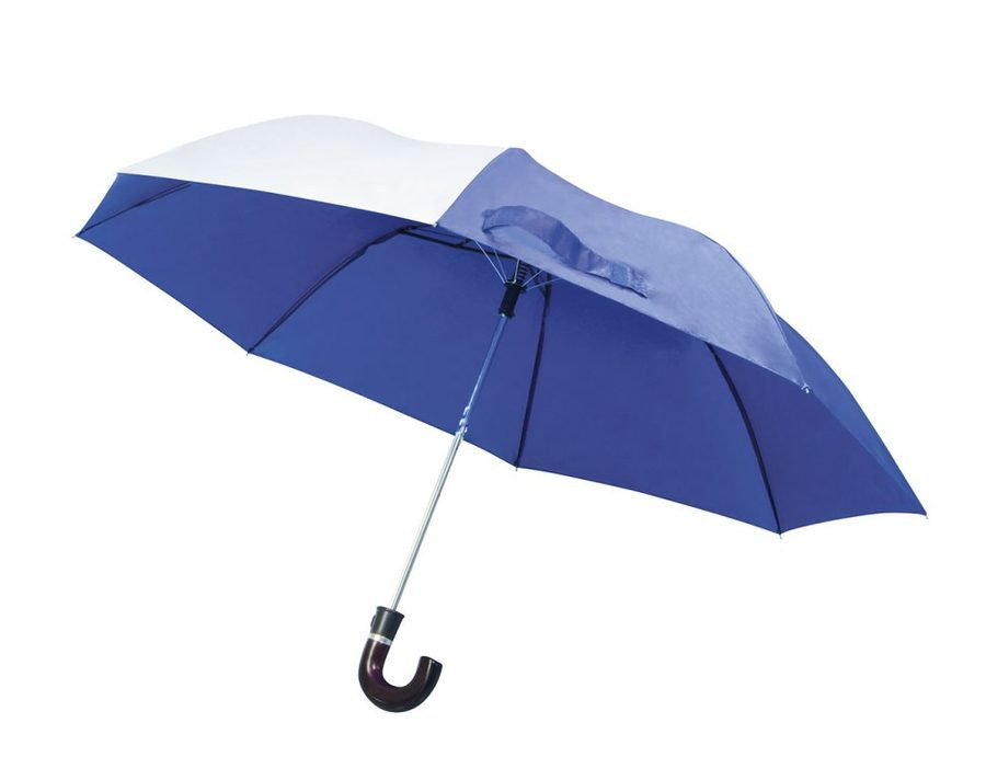 Folding blue umbrella, white segment, product image (1)