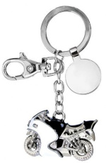 Keyring motorcycle white/black, without box