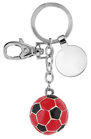 Keyring football ball red black, product image