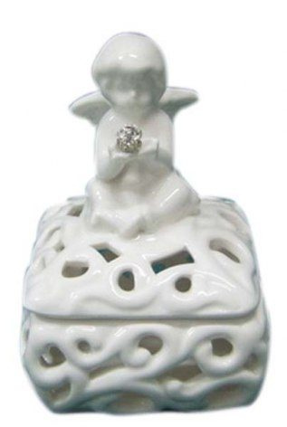 Square porcelain angel trinket box 70 × 70, product image