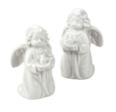 Set 2 pcs white porcelain angels -h 98mm