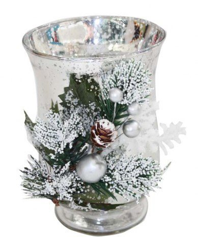 Silver colour glass candle, product image (1)