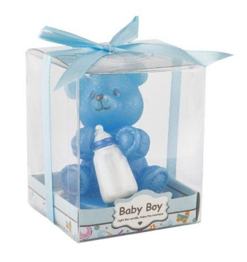 Candle "teddy" sky-blue h75 mm, product image (2)