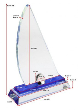 Award trophy vela 150 × 100 × 10mm con supporto, product image (2)