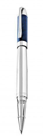 Rollerball pen blue marb/chromed shiny, product image