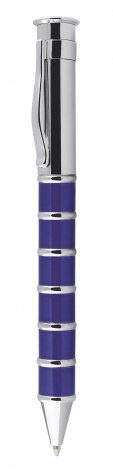 Pen with rings blue and chromed, product image (1)