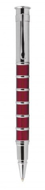Rollerball pen with rings red and chrom, product image (3)