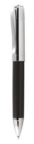 Ballpoint pen metal black, chromed cap, product image (1)