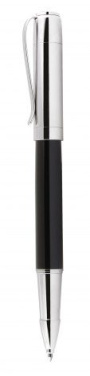 Rollerball pen metal black, chromed cap, product image (2)