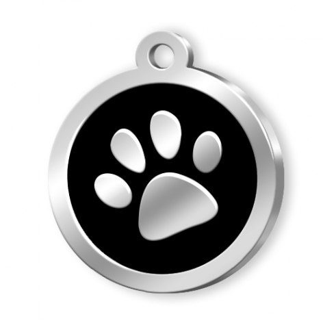 Pet name tag round black paw, product image (1)