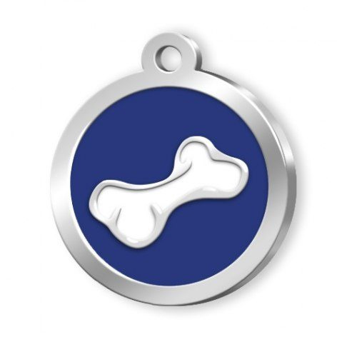 Pet name tag round blue bone, product image (1)