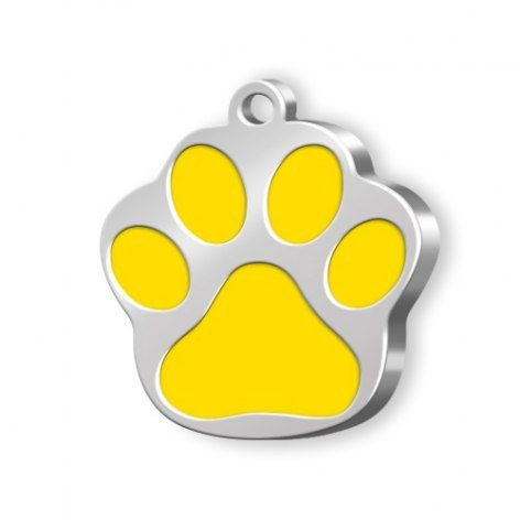 Pet name tag small paw yellow, product image (1)