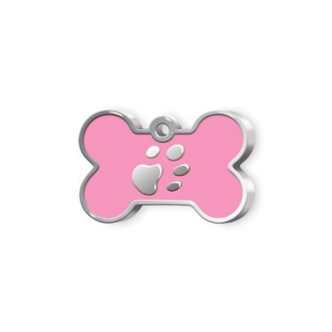 Pet name tag small rose bone with paw, product image (1)