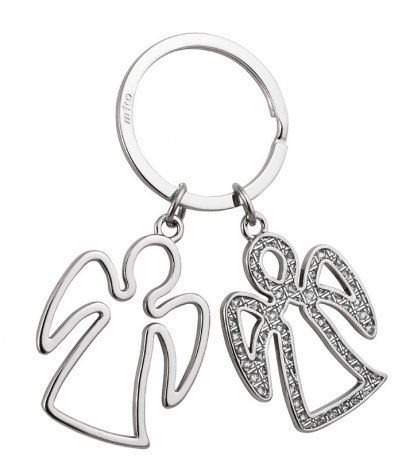 Keyring angel double with rhinestone, product image
