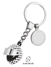 Keyring helmet checkered/coin