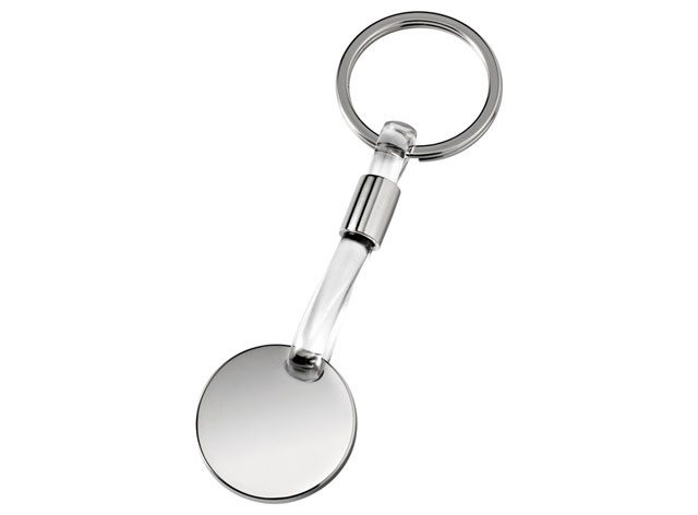 Keyring chromed round PVC transpar., product image